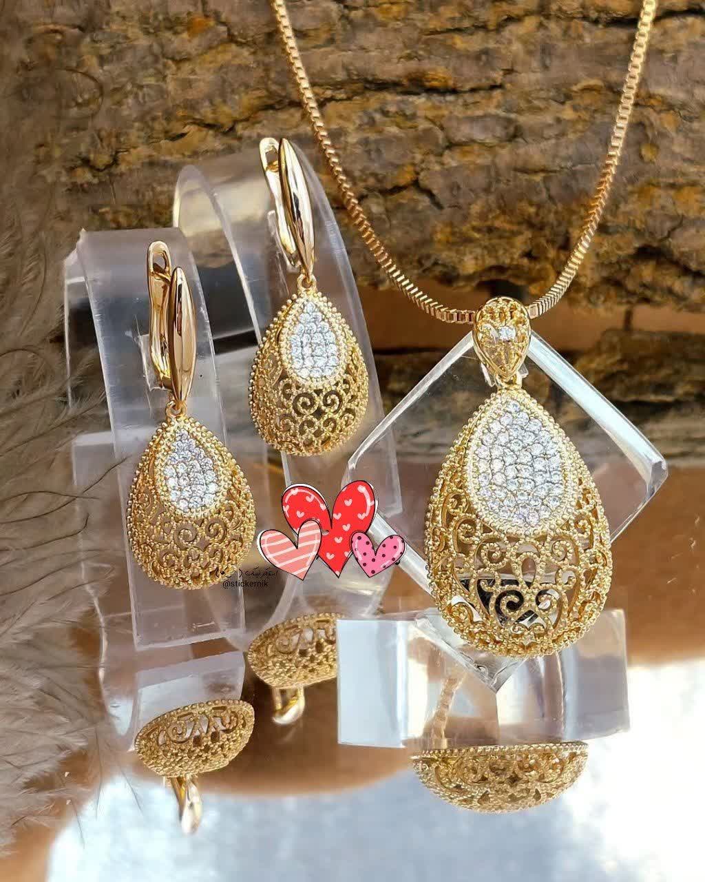 نیم‌ست ژوپینگ با زنجیر | طلایی با آبکاری طلا 18 عیار